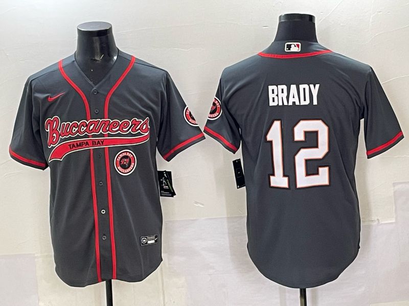 Men 2025 Tampa Bay Buccaneers 12 Brady Grey Joint Name Nike Limited NFL Jersey style 06